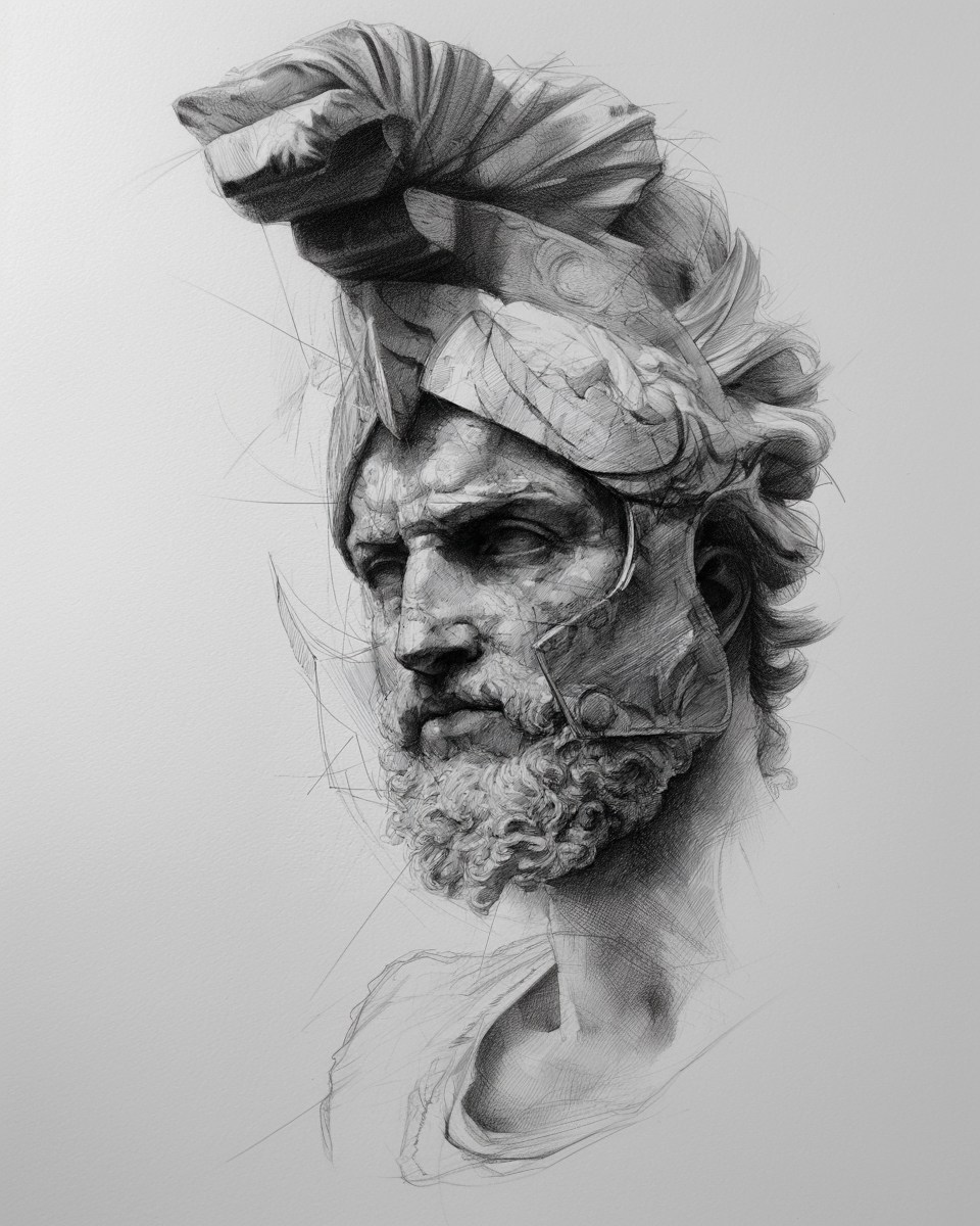 Étude de visage classique au graphite